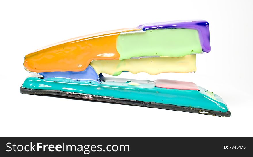 Set Of Colored Blot On Stapler