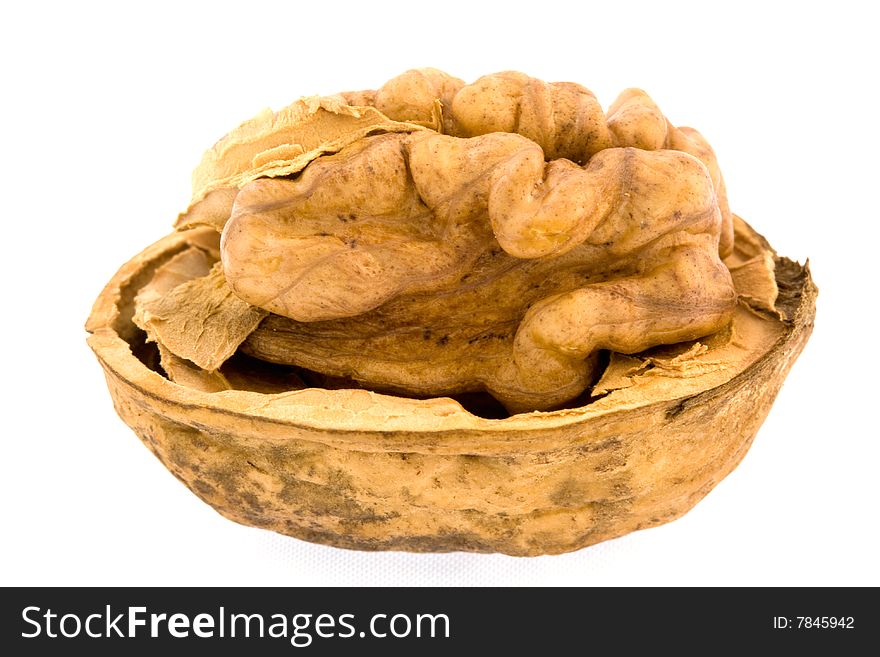Walnuts isolated on a white background. Walnuts isolated on a white background