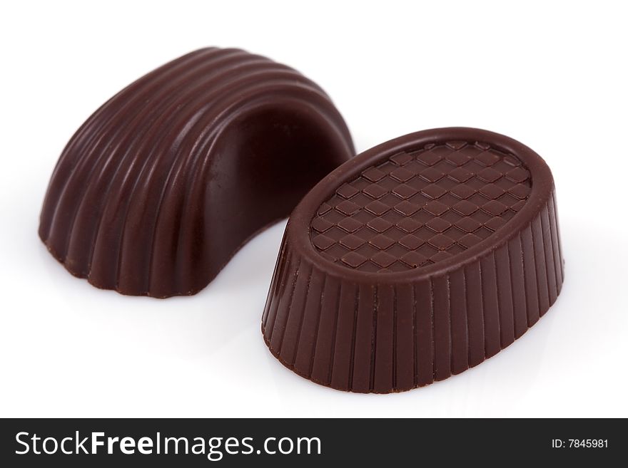 Chocolate candys isolated on a white