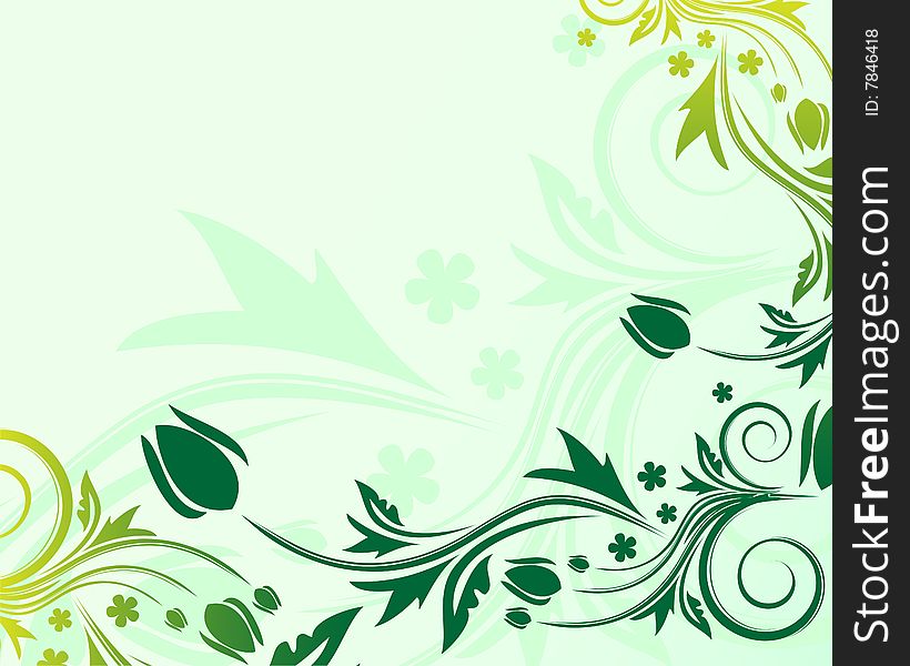 Green floral background with place for your text