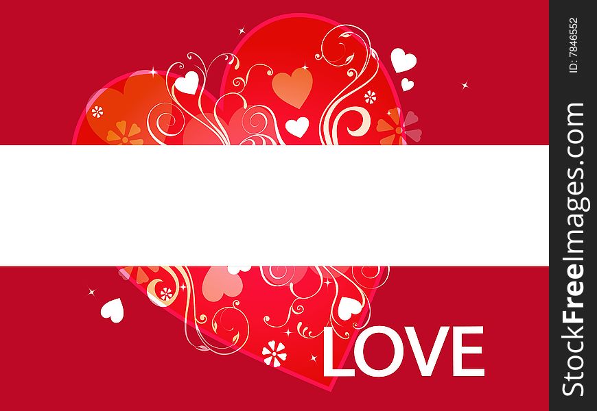 Illustration of love banner with hearts
