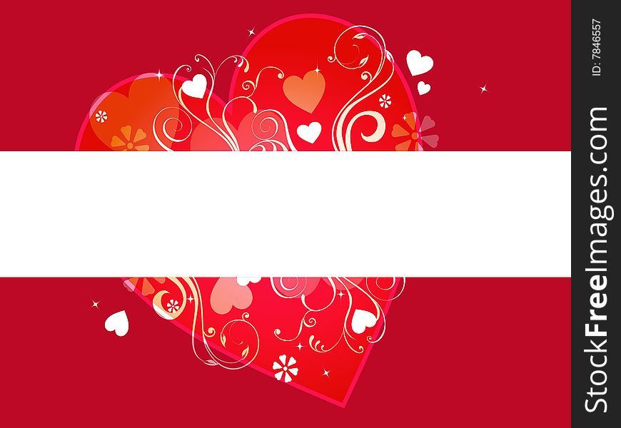 Illustration of valentines banner with hearts. Illustration of valentines banner with hearts