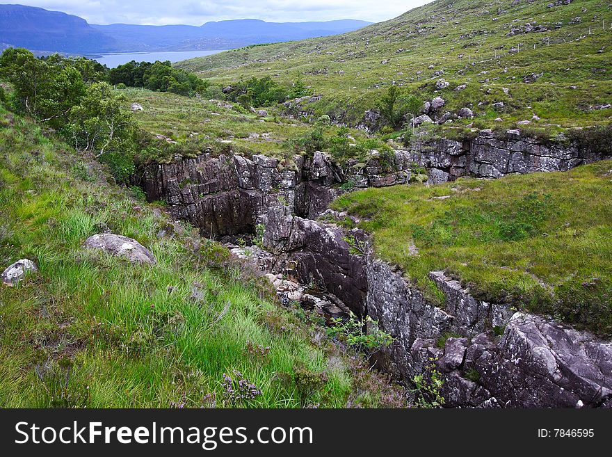 Landscape of the highlands. Scottish black canyon near torridon. Landscape of the highlands. Scottish black canyon near torridon.