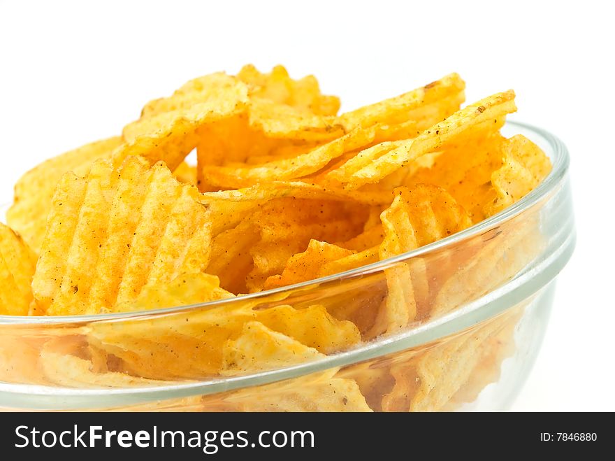 Potato chips in a bowl.