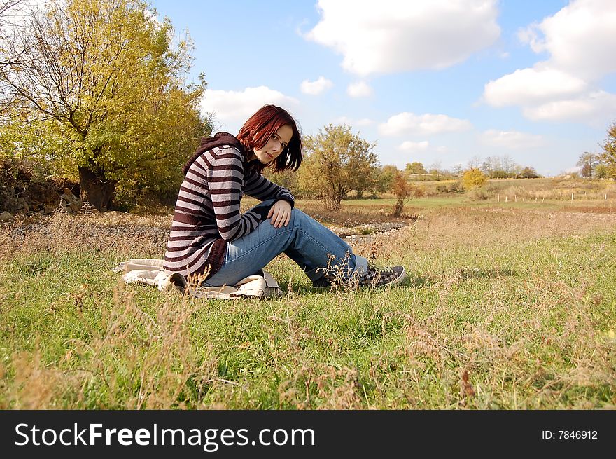 Sad gril portraint in village. Sad gril portraint in village