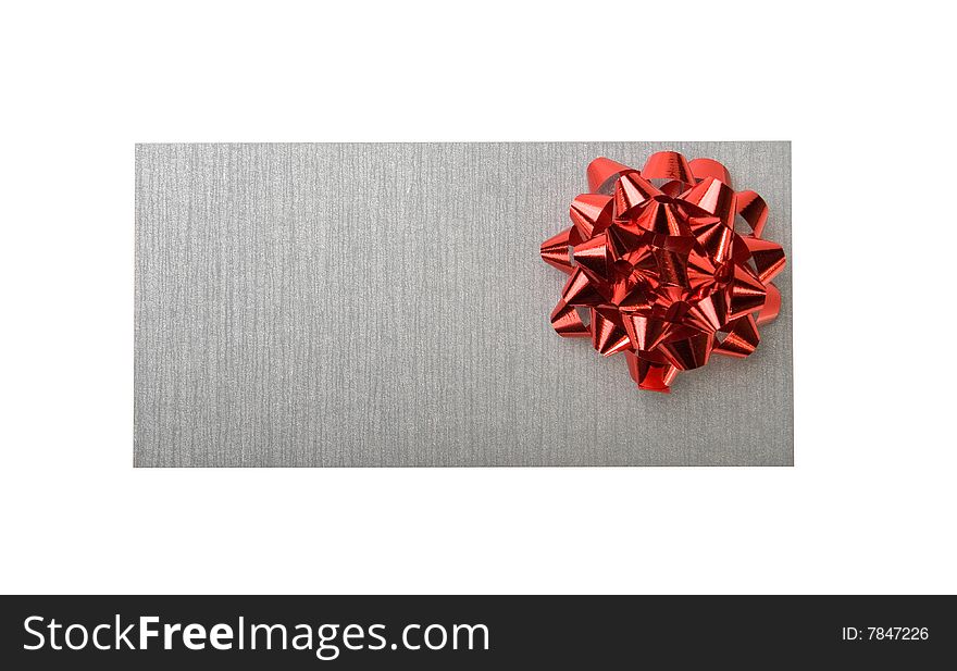 Silvery envelope with decoration red bow