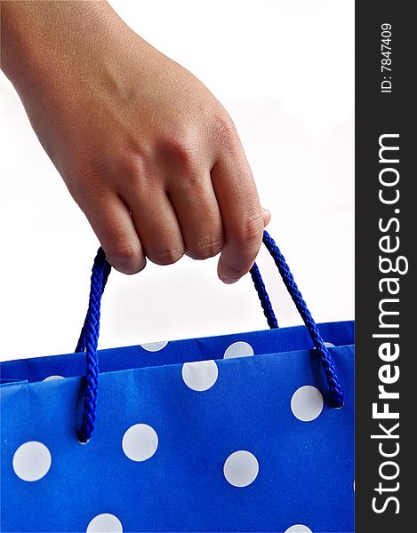 It ' s a blue shopping on white background. It ' s a blue shopping on white background