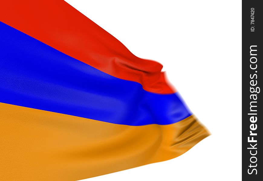 3D Armenian flag with fabric surface texture. White background. 3D Armenian flag with fabric surface texture. White background.