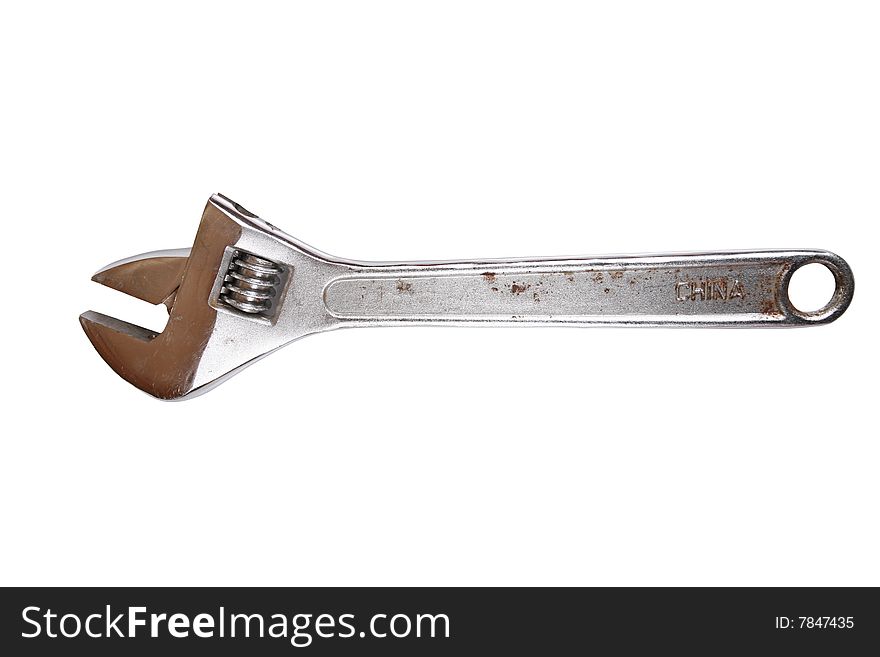 Adjustable open end wrench isolated on white