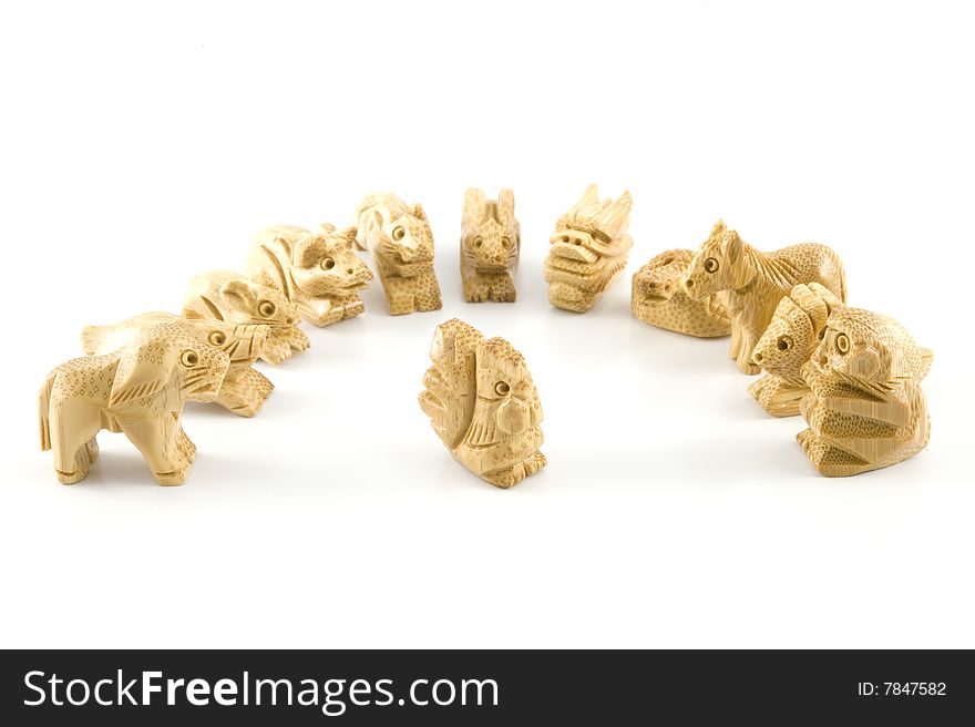 12 animals of Woodcarving Chinese sign. 12 animals of Woodcarving Chinese sign