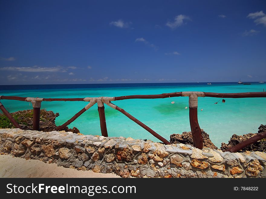 the fence of the shore in Zanzibar. the fence of the shore in Zanzibar