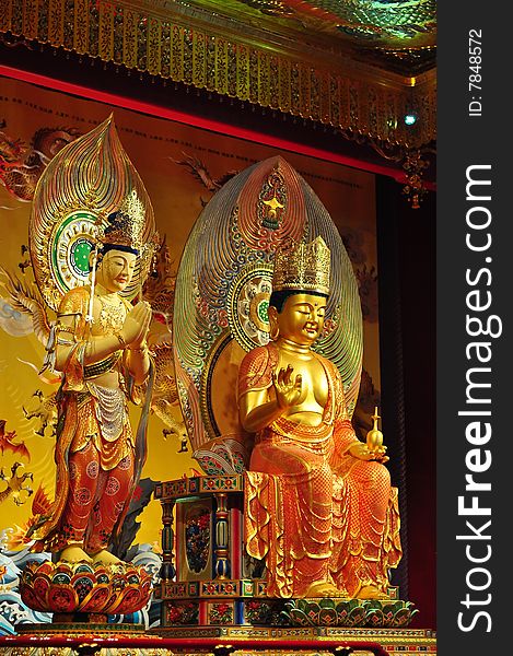 Figurines of Buddhist gods in Chinese temple. Figurines of Buddhist gods in Chinese temple