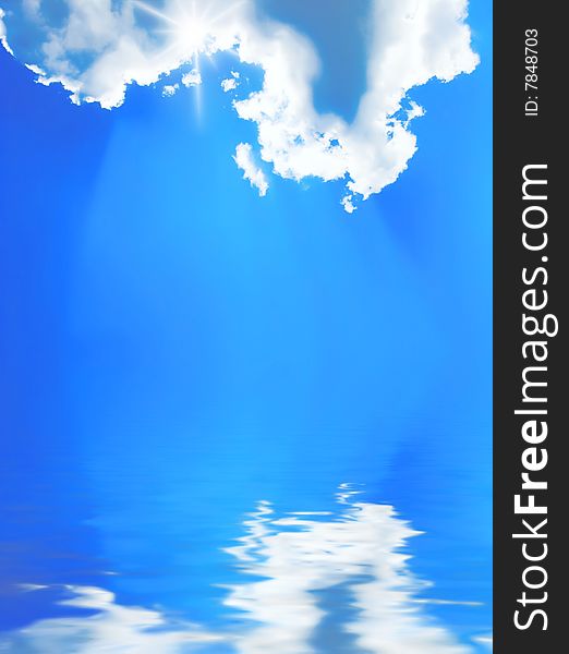 Beautiful summer sky with water reflection. Beautiful summer sky with water reflection