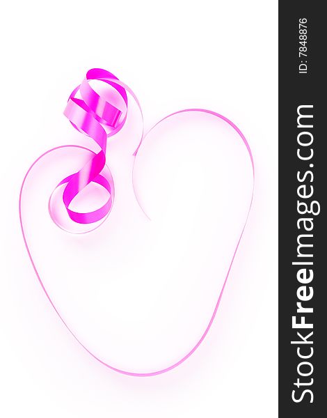 Valentine Heart From Ribbon Isolated Over White