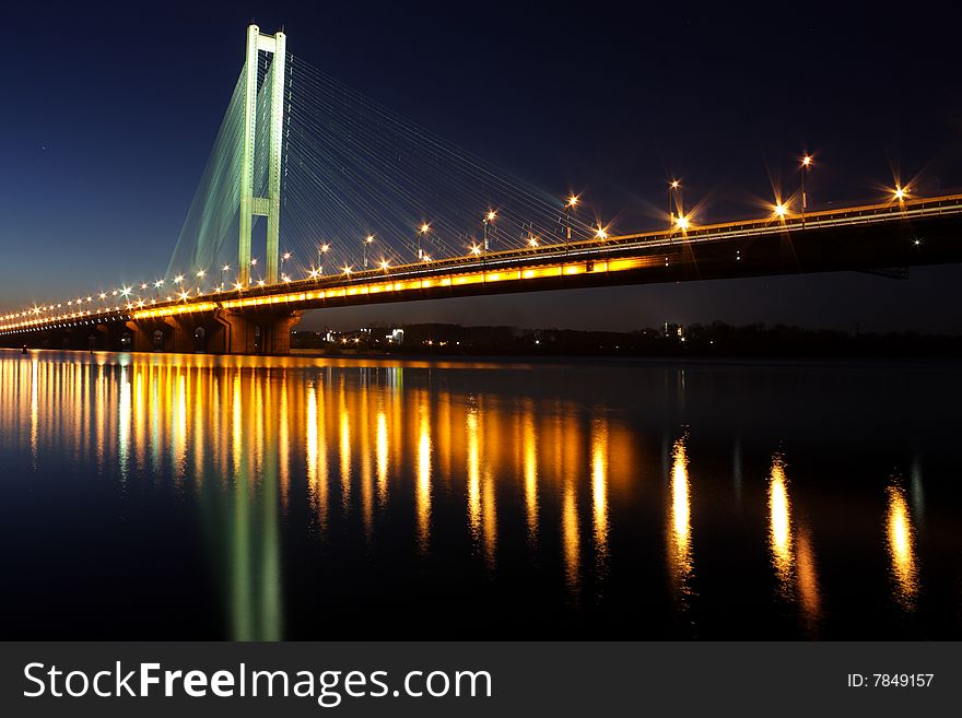 South Bridge (Yuzhniy most) Ukraine Kiev Bridge across Dnipro