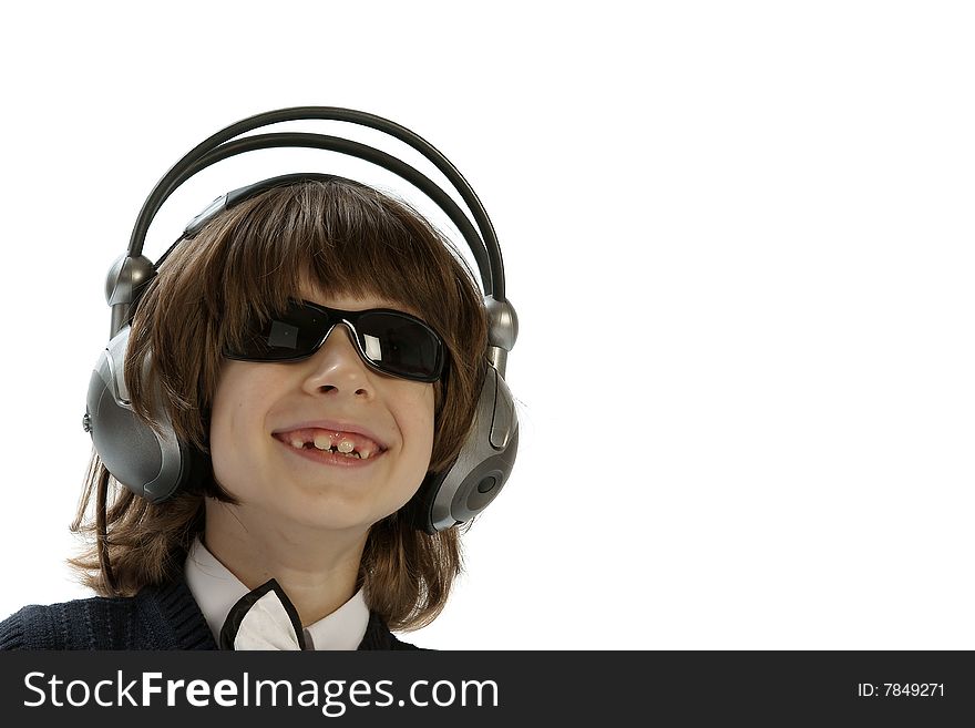 The charming young man in headphones. The charming young man in headphones