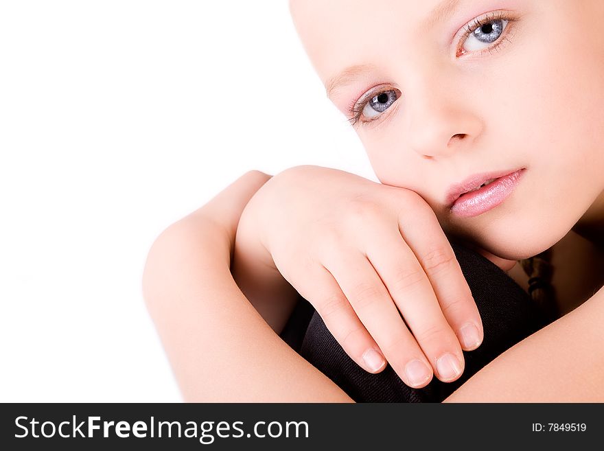 Beautiful child faces on a white background. Beautiful child faces on a white background