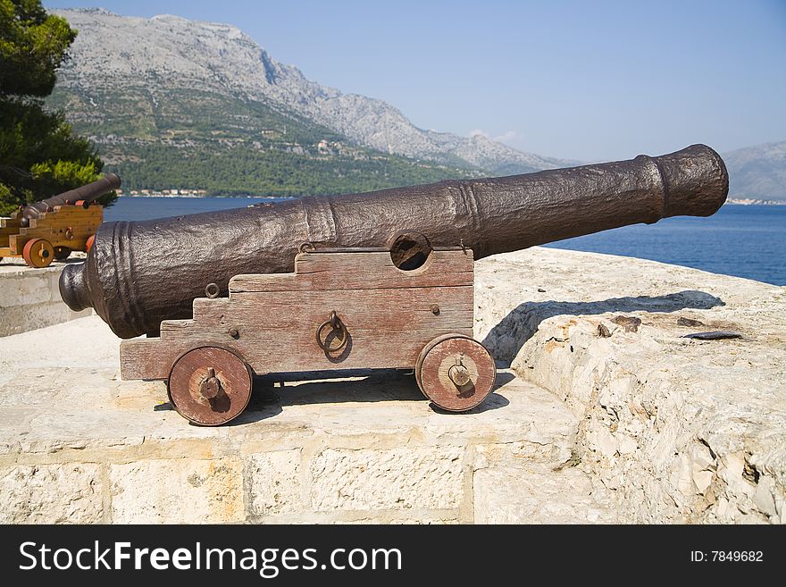 Historic canon on Korcula Island - Croatia. Historic canon on Korcula Island - Croatia