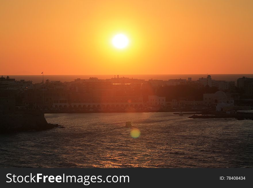 Greek Island of Rhodes sunset, in the Mediterranean. Greek Island of Rhodes sunset, in the Mediterranean