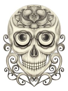 Art Skull Tattoo. Stock Photo