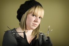 Young Girl Holding Forceps In Her Hand Royalty Free Stock Photos Young Girl Holding Forceps In Her Hand Royalty Free Stock Photos
