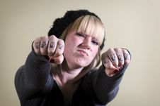 Young Girl With Attitude Showing Fists Stock Images Young Girl With Attitude Showing Fists Stock Images