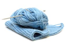 Two Knitting Needles, Woollen Yarn Clew, Knitting. Royalty Free Stock Photo Two Knitting Needles, Woollen Yarn Clew, Knitting. Royalty Free Stock Photo