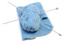 Two Knitting Needles, Woollen Yarn Clew, Knitting. Stock Images Two Knitting Needles, Woollen Yarn Clew, Knitting. Stock Images