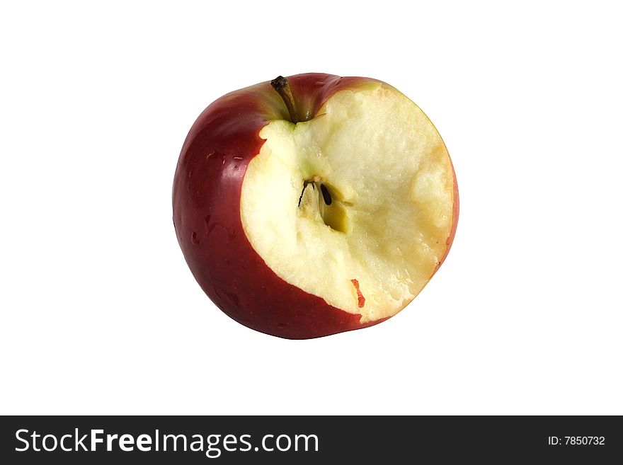 Bitten red apple isolated on a white background. Bitten red apple isolated on a white background