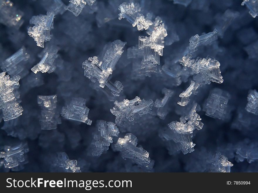 Closeup view of snow on a cold day
