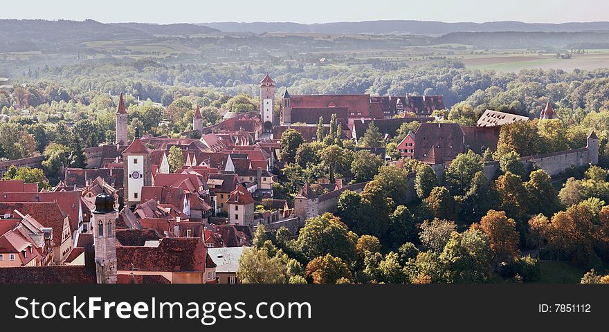 Panorama view of the suthern part of Rothenburg ob der Tauber