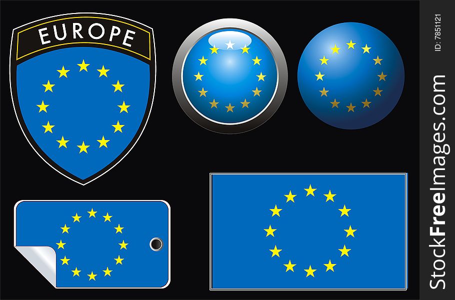 Vector europe grest flag with web button and label. Vector europe grest flag with web button and label