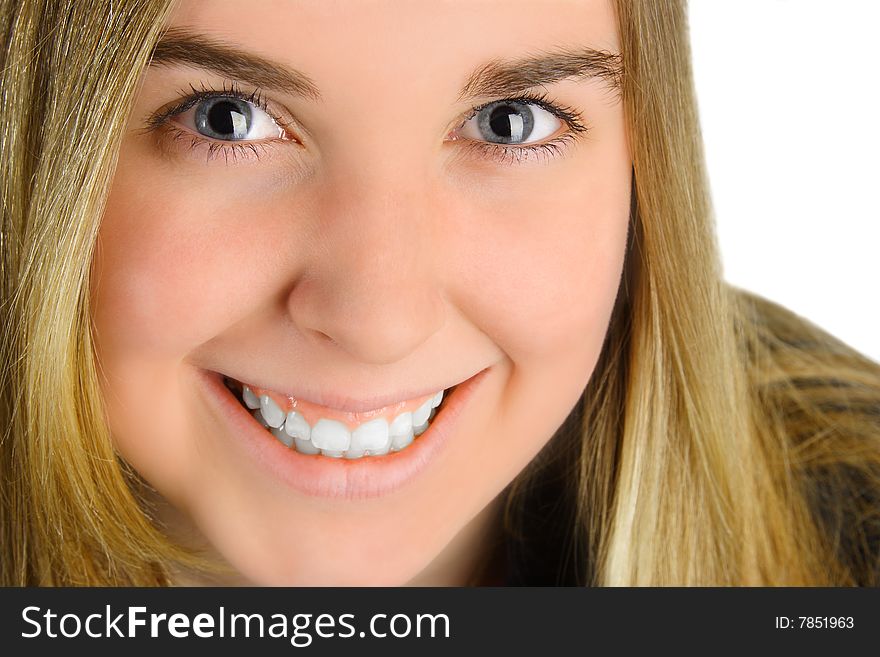 Close-up of an attractive young lady, smiling.
