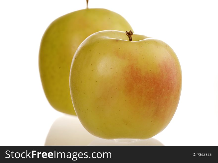 Two apples, healthy food image on white background