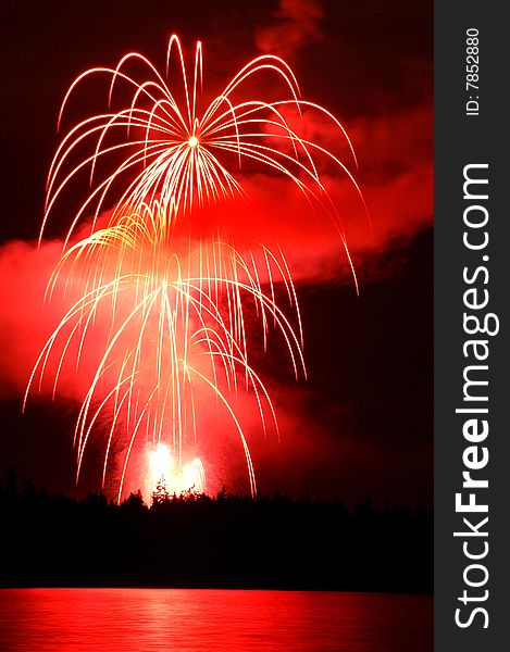 Fireworks over Stanley Park for celebration of light display