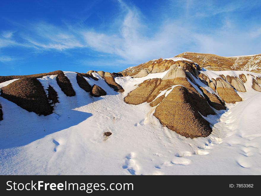 Different shapes of hoodoos in Drumheller Alberta