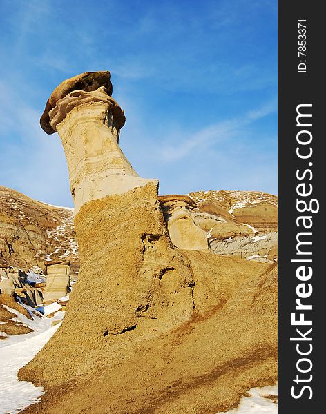 Different shapes of hoodoos in Drumheller Alberta