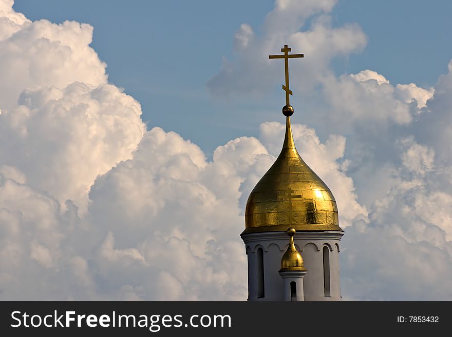 Church Cupola On Sky Background