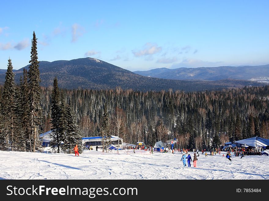 Mountain-skier resort. Mountain Shoriya. Sheregesh. Russia.