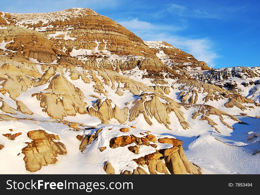 Different shapes of hoodoos in Drumheller Alberta