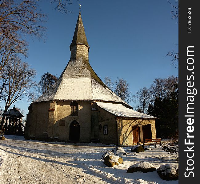 Winter is beautiful, sunny day - a Gothic church in Darłowo. Winter is beautiful, sunny day - a Gothic church in Darłowo