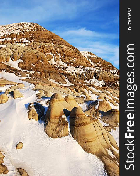 Different shapes of hoodoos in Drumheller Alberta. Different shapes of hoodoos in Drumheller Alberta