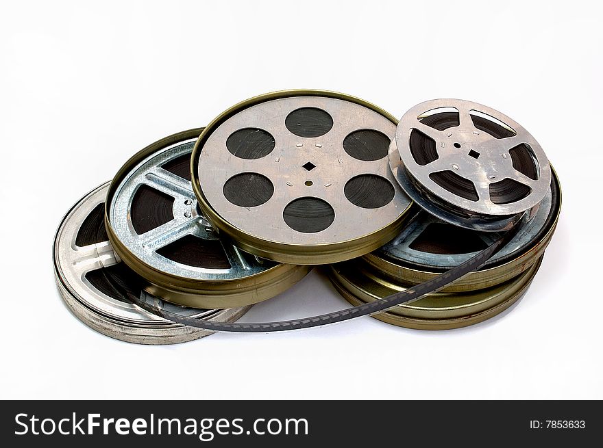 Banks with old films 16мм which were going to throw out as become outdated. Banks with old films 16мм which were going to throw out as become outdated