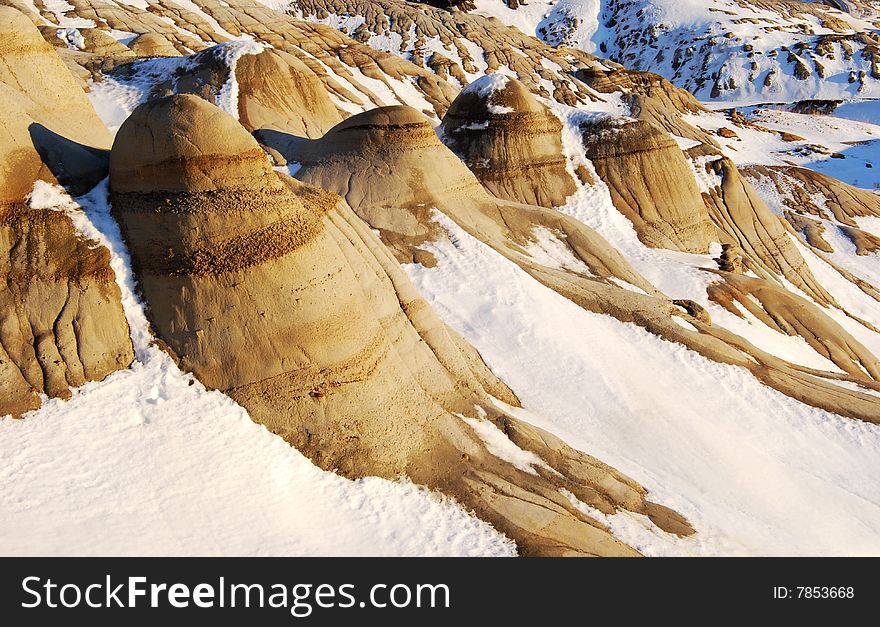 Different shapes of hoodoos in Drumheller Alberta. Different shapes of hoodoos in Drumheller Alberta