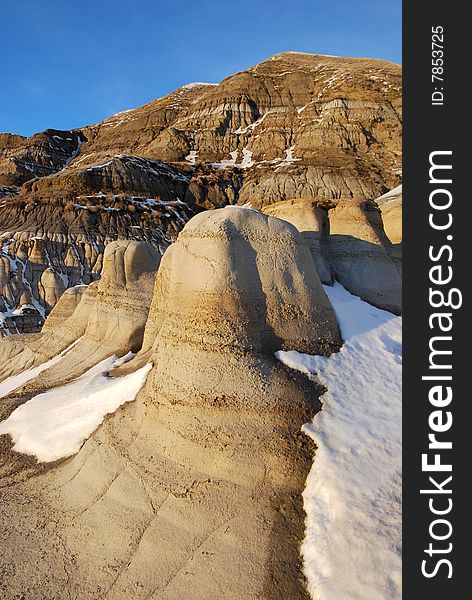 Different shapes of hoodoos in Drumheller Alberta. Different shapes of hoodoos in Drumheller Alberta