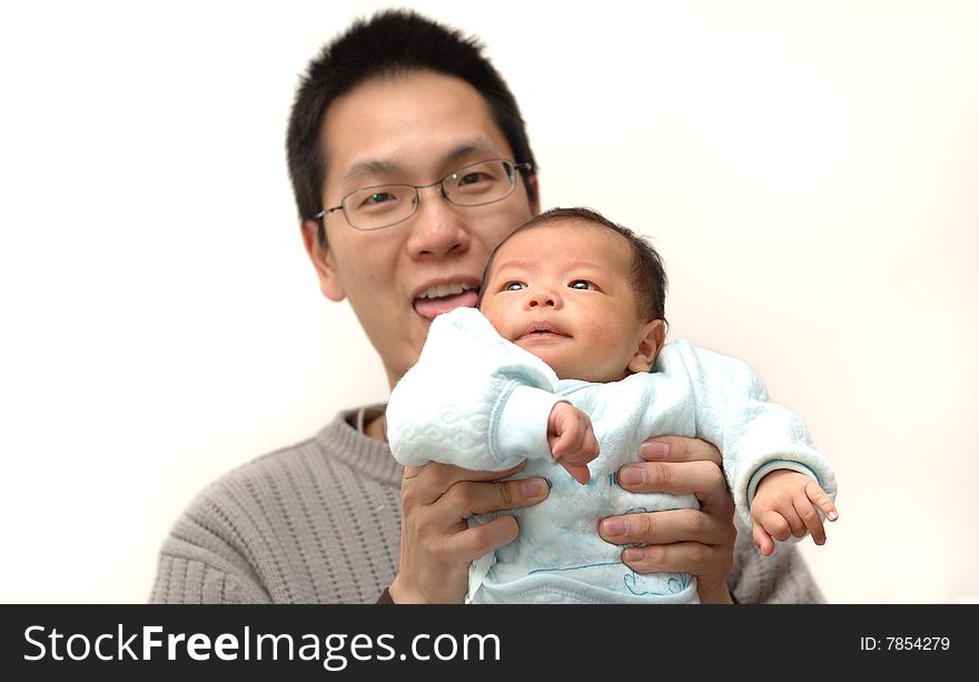Photo of baby and his father. Photo of baby and his father.