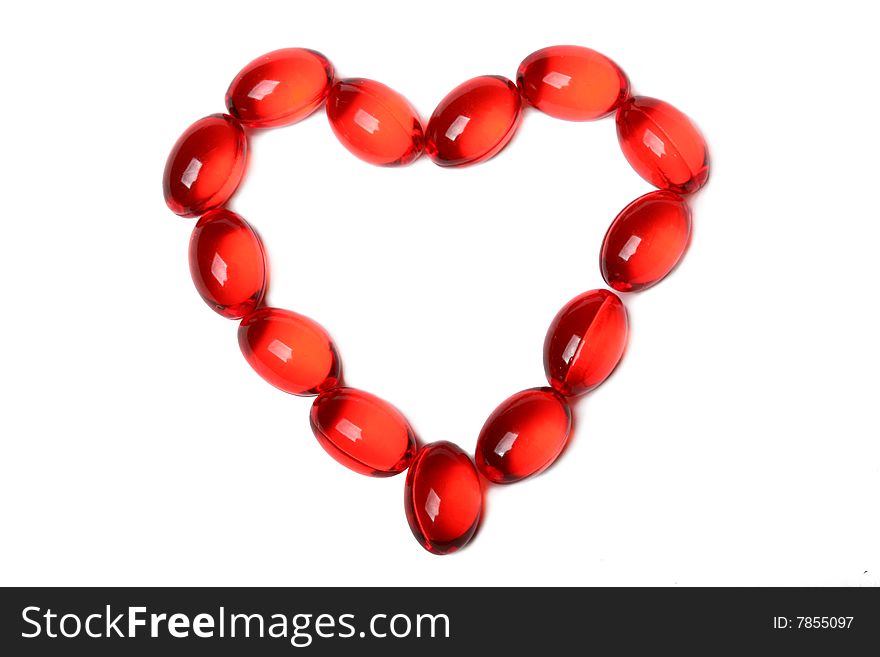 Red heart frame on white background