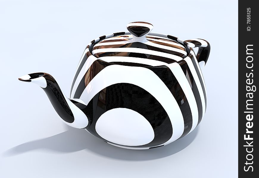 3d White and Black Isolated Teapot. 3d White and Black Isolated Teapot