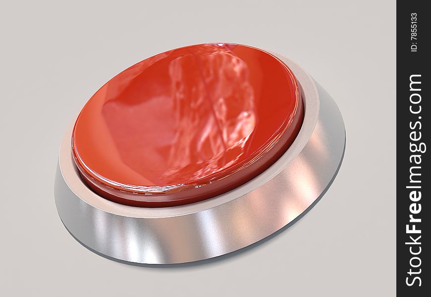 3d Isolated Red Button on Gray Background