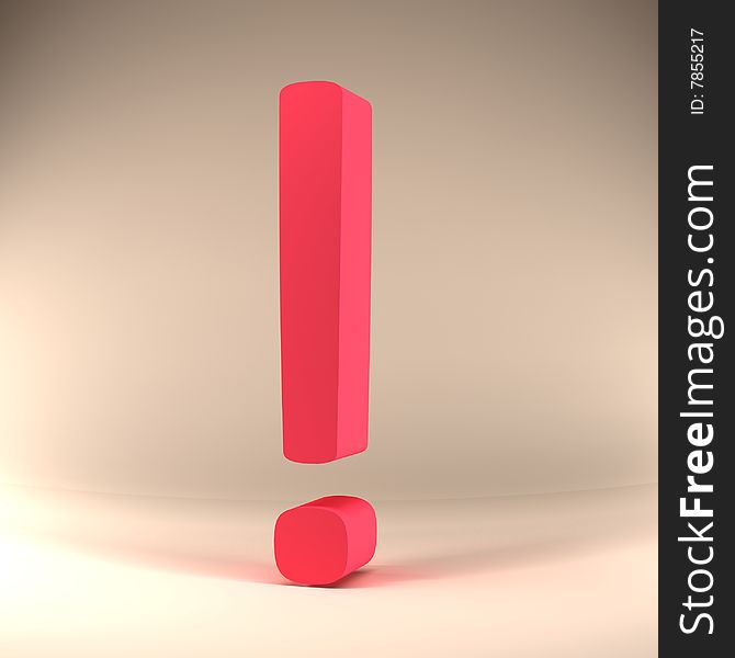 3d red exclamation sign on light background